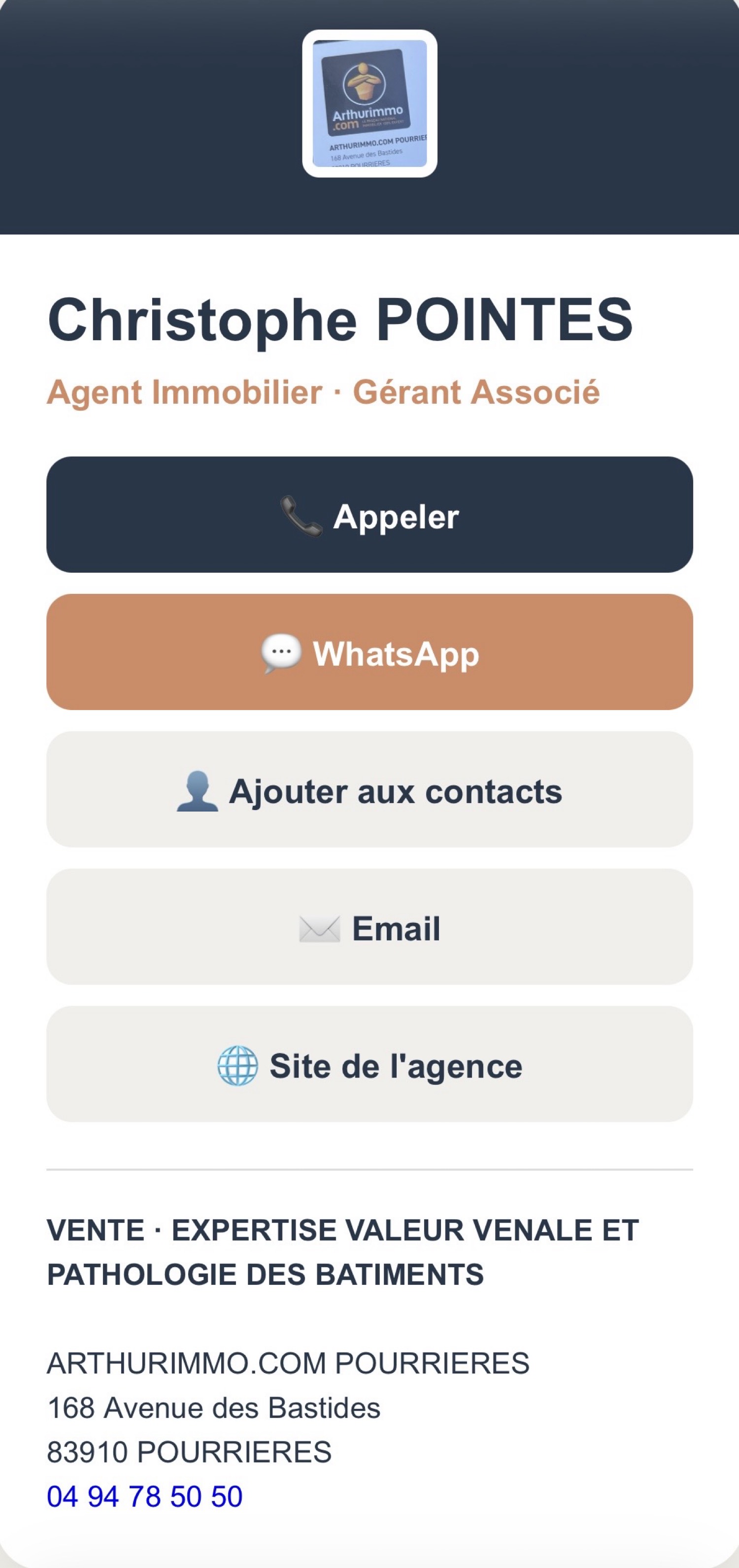 Arthurimmo — Carte de visite NFC